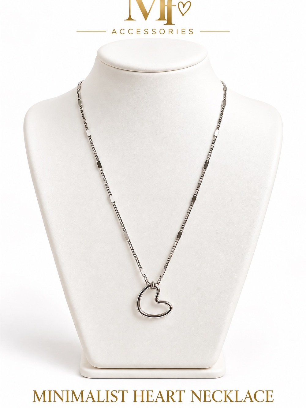 Minimalist Silver Heart Necklace stainless steel
